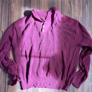 LL Bean Burgundy Cotton Vintage Fisherman Sweater